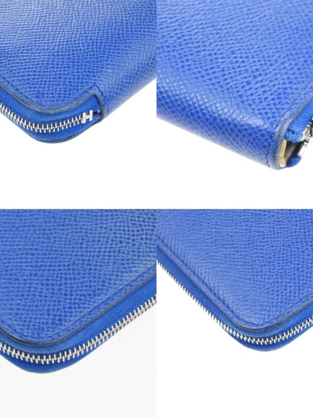 HERMES Azap Silk In Zip Around Long Wallet Epsom Leather Blue SHW France 38RL950 - Picture 9 of 16